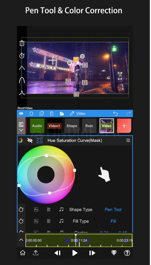 Node Video Editor Pen Tool & Color Correction